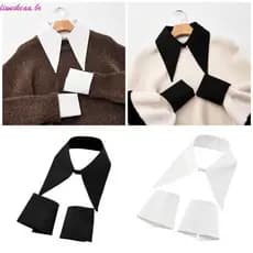 Liweikea Elegante Pontiaguda Inserção Blusa Lapela Punhos Pulso Conjunto