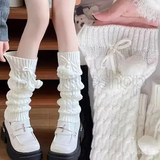 Meias de malha quentes para outono e inverno - adequadas para mulheres e meninas, estilo japonês, Lolita, polainas estil