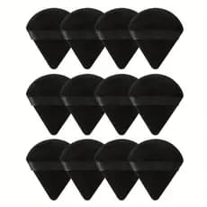 12 Peças Conjunto de Puffs de Pó Triangulares Super Macios de Veludo - Esponja de Maquiagem Perfeita para Base
