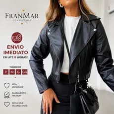Jaqueta Couro Premium Feminina Zíper Elegante Couro Ecológico Jaquetinha Feminina Courino Jaqueta Moda Outono Inverno