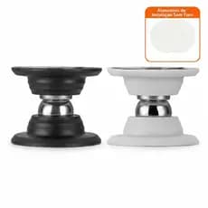 Batedor Magnético Adesivo Preto/Branco Inox Sem Furos Prendedor de Porta