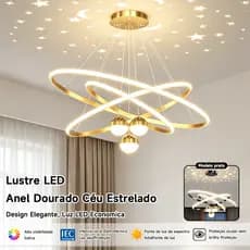 Lustre Pendente LED Moderno Céu Estrelado,3 Cores em 1 luz Bivolt（110V-220V）para Sala de Jantar e Quarto