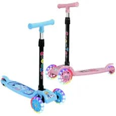 Patinete Scooter Infantil LED 3 Rodas Dobrável Guidão Ajustável Luminoso Menino Menina até 30Kg 3 4 5  Anos Presente