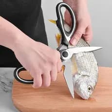 Tesoura de Cozinha Multiuso Aço Inox com Capa Corta Frango Carne Legumes Abre Garrafa e Castanhas 8502