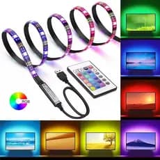 Fita LED RGB USB com Controle Remoto Luz Decorativa Colorida para TV Quarto PC Ambiente 7091