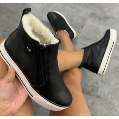 Bota cano curto Feminina Peluciada Inverno