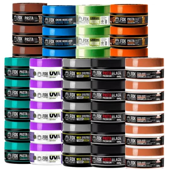 Kit Pasta Modeladora de Cabelo Fox For Men 20 Unidades 80g Atacado Barbearia