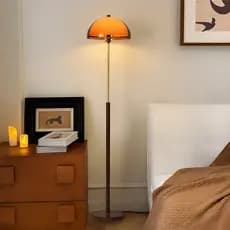 Luminária de chão cogumelo abajur piso madeira nogueira iluminação anti-fadiga ocular para sala