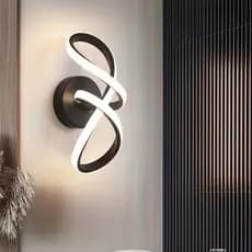 Luminária de Parede LED Formato Laço Abajur Decorativo Metal Preto Iluminação Suave Quarto Corredor