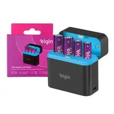 Carregador De Pilhas Recarregáveis Box Elgin Tipo C C/4 Pilhas Recarregáveis 2aa 2aaa