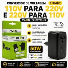 Conversor de Voltagem  50W Bivolt 110V para 220V e 220V para 110V Flex FX-CV/Plus Mini Transformador