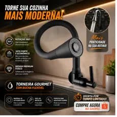 Torneira Gourmet Parede Cozinha Preta Ducha Flexível 2 Jatos 360° Alta Pressão ABS para Pia Moderna