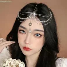 SHENGDA Borla Corrente De Cabelo Brilho Boho Ouro Cabeça De Casamento Boêmio Ornamento Strass Headwear