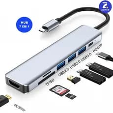 HUB 7 em 1 Tipo C USB HDTV 4K 30Hz Vídeo USB 3.0 USB 2.0 SD TF Cartão Slot Leitor de Dados USB-C Zonix