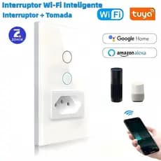 Interruptor Inteligente 1/2 Botão Com Tomada WiFi Smart Automação Zonix