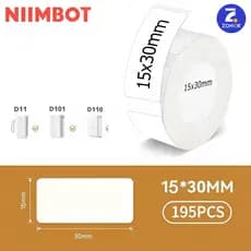 Papel Térmico Branco em Rolo, 15x30mm Compatível com Niimbot D11 D101 D110-Zonix