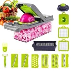Picador De Alimentos Multifuncional 16 Em 1 , 1 Conjunto De Cortador Manual De Vegetais Com Recipiente , Fatiador Domést
