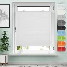 Três persianas plissadas Klemmfix grátis sem perfuração brancas B90 x H120cm incluindo acessórios Suporte de clipe de ja