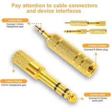Adaptador De Entrada De Fone De Ouvido QAJOPFN De 4 Pacotes-3.5 Mm (1/8 Polegada) Macho Para 6.35 4 Fêmea E) A) Áudio Re