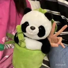 Adorável Brinquedo de Pelúcia Panda de Bambu de 20cm, Boneco de Animal Macio, Presente de Aniversário