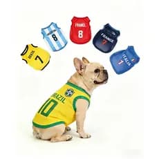 Colete de Malha Estilo Futebol da Copa do Mundo para Cães e Gatos, Roupas Casuais e Modernas para Animais de Estimação