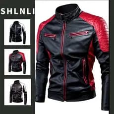 Jaqueta de Couro PU Masculina Retro para Outono e Inverno, Solta, com Gola Alta e Zíper, Estilo Motociclista