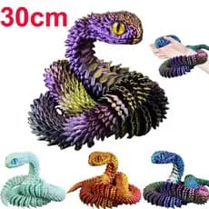 Brinquedo Articulado Luminoso de Cobra Impresso em 3D, Boneco de Simulação, Decoração de Mesa de Escritório, Presente de