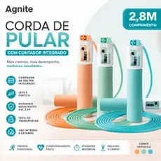 Corda de Pular com Contador de Saltos Agnite em PVC para Treino Aeróbico e Fitness