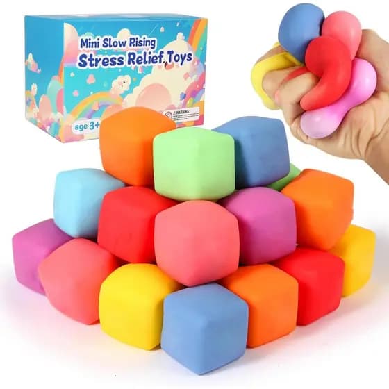 24 Pacotes De Cubo De Estresse De Ascensão Lenta , Bolas Massa , Brinquedos Moles Macios Para Alívio De Ansiedade , Pull