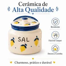 Saleiro Em Cerâmica Artesanal Organizador Decorado  Para Cozinha Moderna Gourmet Bancada Mesa Posta.