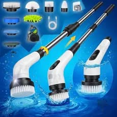 Escova De Limpeza Elétrica 9 Em 1 Multifuncional Giratória Recarregável Cozinha Banheiro Esfregão Marca KEY PAPER