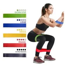 Resistance Belt Kit 5 Mini Band Elástico Exercício Cores Verde-limã Amarelo Coral Azul Preto