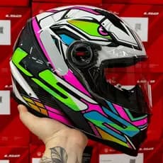 CAPACETE LS2 FF358 STARWAR XDRON ROSA ORIGINAL ESTRELA PRETO/VERMELHO ROSA CASAL VISEIRA CRISTAL