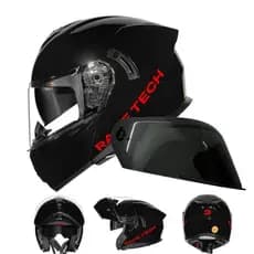 CAPACETE RACE TECH ARTICULADO VISEIRA INTERNA SIGNAL PRETO BRILHO + 2 VISEIRAS PROMOÇÃO