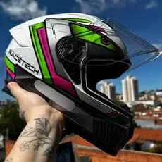 CAPACETE RACE TECH LANÇAMENTO OFERTA EXCLUSIVO HIT ANDROID VERDE/BRANCO NOVIDADE PROMOCIONAL