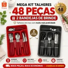 Conjunto de Talheres com 48 peças - Mais 2 bandejas de brinde