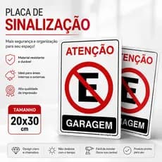 Kit com até 5 Placas Proibido Estacionar Garagem Sinalização Portão Guincho Comércio 20cmx30cm