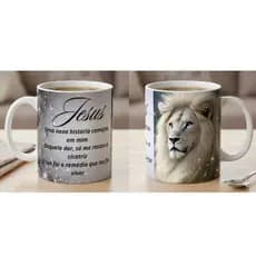 Caneca Xícara Personalizada Evangélica Leão De Judá | Jesus | Premium | 325ml