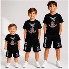 kit conjunto camiseta e bermuda, time, futebol, passeio , lazer