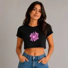 Camisa Cropped Rolling Stone Camiseta Unissex Femina Personalizada 100% Algodão