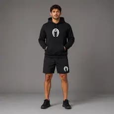 Kit Moletom e Bermuda Tactel Masculina Manga Larga Marchador Adulto Conjunto Bermuda Blusa de Frio