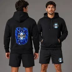 Kit Moletom e Bermuda Tactel Masculina Grêmio Adulto Conjunto Imortal Tricolor Bermuda Blusa de Frio