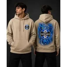 Moletom Premium Grêmio Unissex Blusa de Frio Agasalho com Capuz Peluciado Tricolor Gaucho