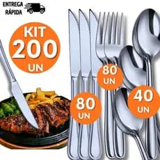 Combo 200 Garfos Facas e Colheres em Aço Inox Cozinha Restaurante Lanchonete Buffet Casa Durabilidade Resistência