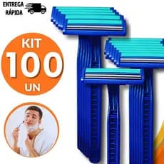 Kit 100 Barbeador Descartável Masculino 2 Lâminas Aparelho Barbear Gilete Barbeador Prestobarba Higiene Econômico