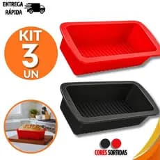 Combo Forma Pão Bolo Inglês Assadeira Retangular Silicone Antiaderente Utensílios de Cozinha