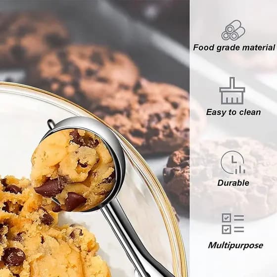 Colher De Sorvete , Conjunto De Biscoito De 3 Unidades , Colheres Aço Inoxidável Para Assar , Biscoitos Com Liberação De