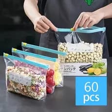 60 peças três especificações saco com zíper para manter fresco, saco de armazenamento de classificação de alimentos, sac
