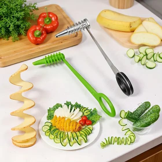 Espiralizador Manual De Aço Inoxidável 5 Em 1 Fatiador De Vegetais Para Pepino , Batata , Cenoura , Fácil