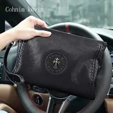 Embreagem masculina de couro genuíno genuíno na moda bolsa masculina embreagem tecido masculino
